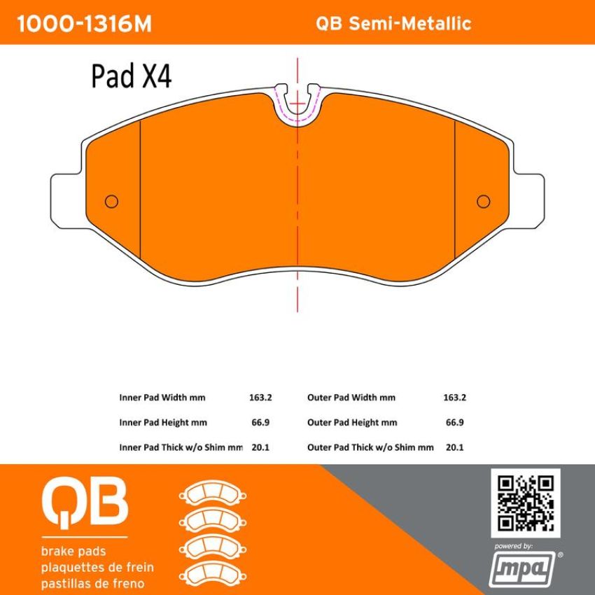 MPA 1000-1316M QB Semi-Metallic Brake Pads