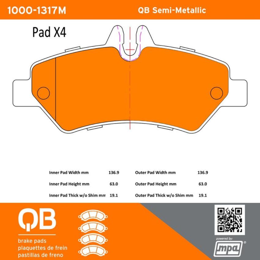 MPA 1000-1317M QB Semi-Metallic Brake Pads