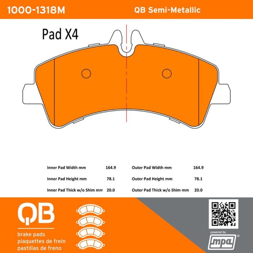 MPA 1000-1318M QB Semi-Metallic Brake Pads