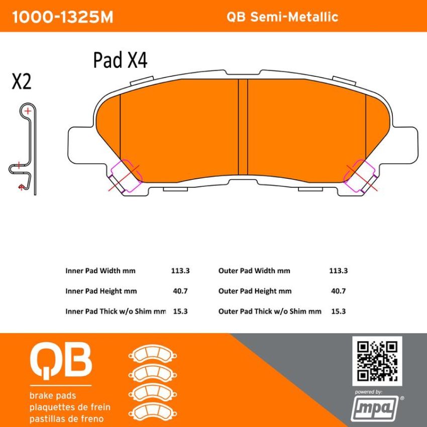 MPA 1000-1325M QB Semi-Metallic Brake Pads