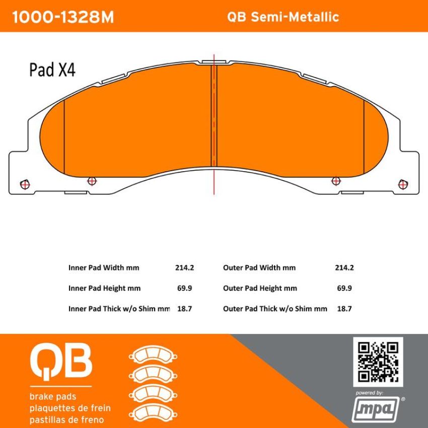 MPA 1000-1328M QB Semi-Metallic Brake Pads