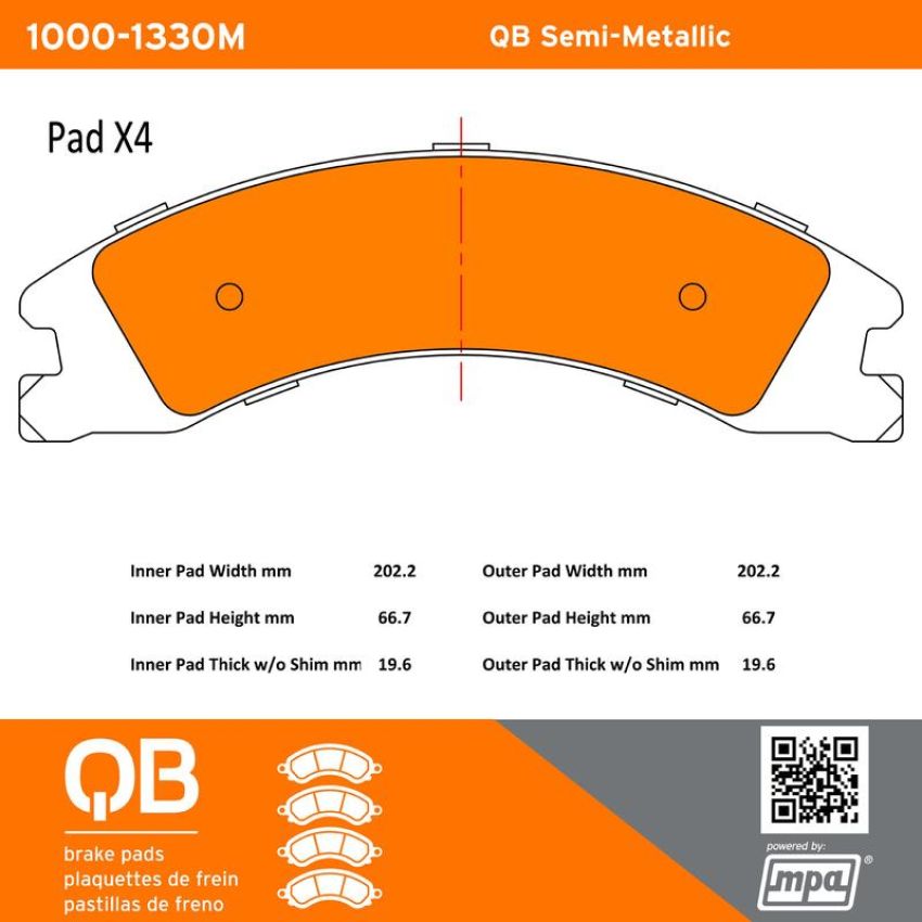 MPA 1000-1330M QB Semi-Metallic Brake Pads