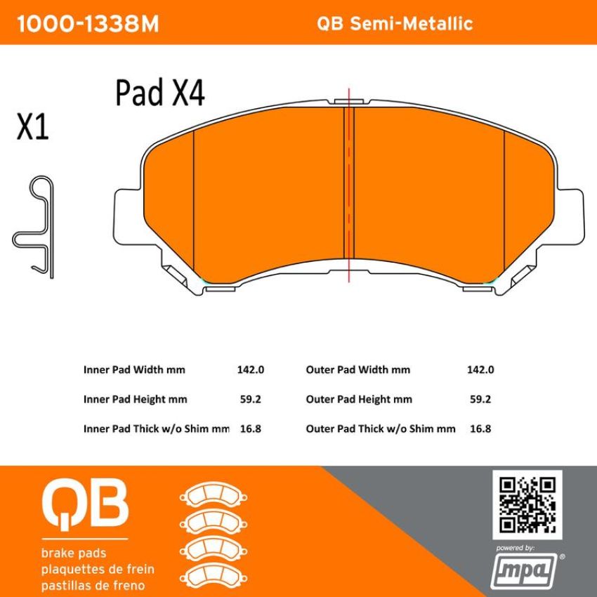 MPA 1000-1338M QB Semi-Metallic Brake Pads