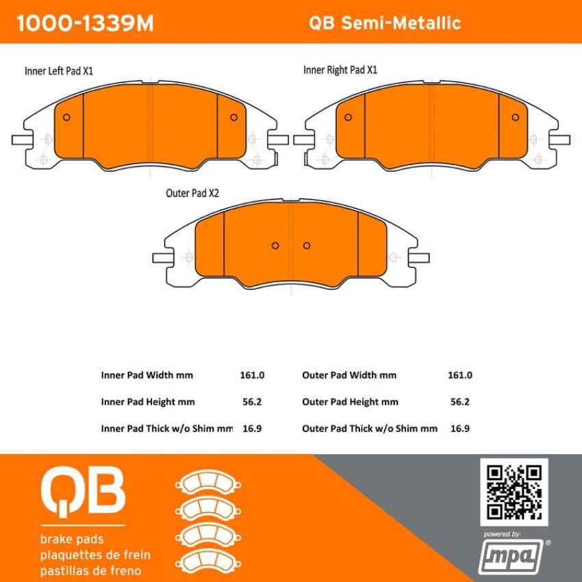 MPA 1000-1339M QB Semi-Metallic Brake Pads