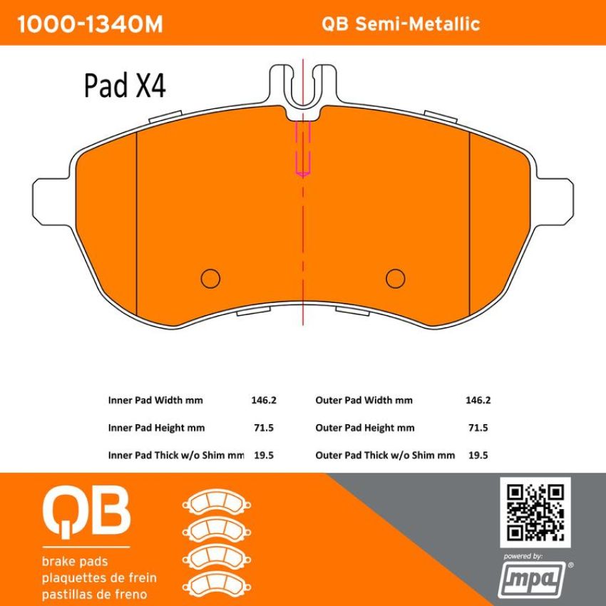 MPA 1000-1340M QB Semi-Metallic Brake Pads