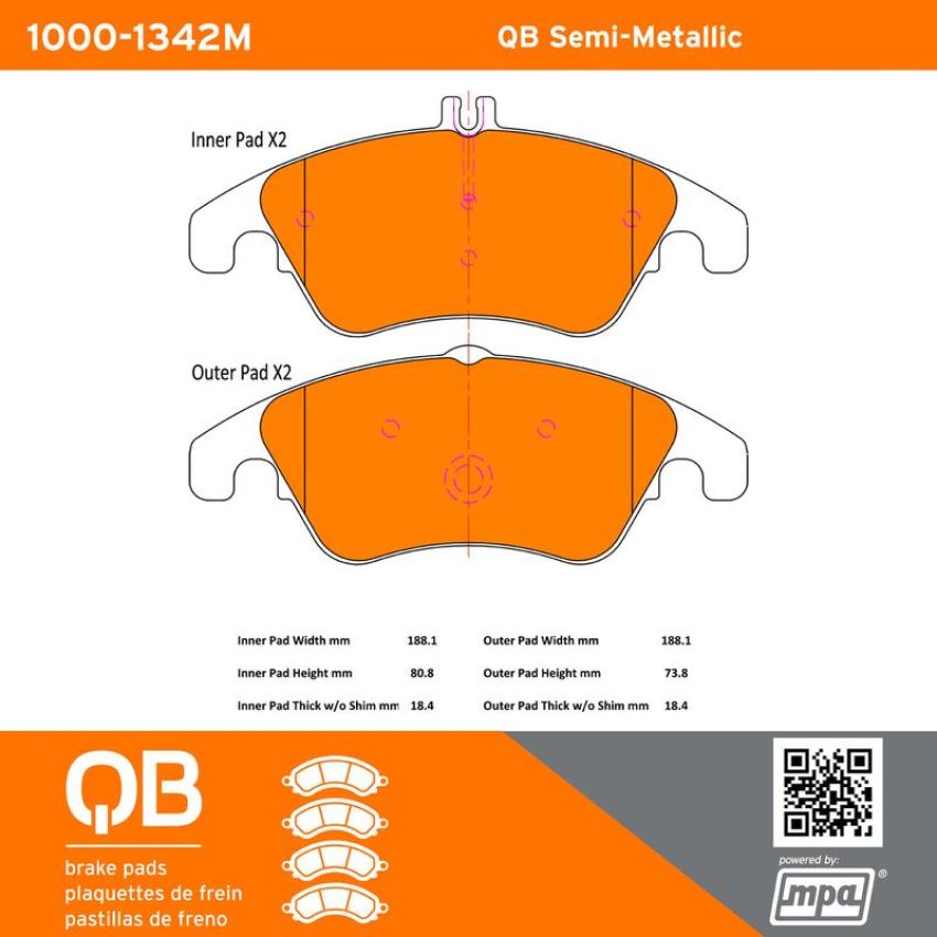 MPA 1000-1342M QB Semi-Metallic Brake Pads