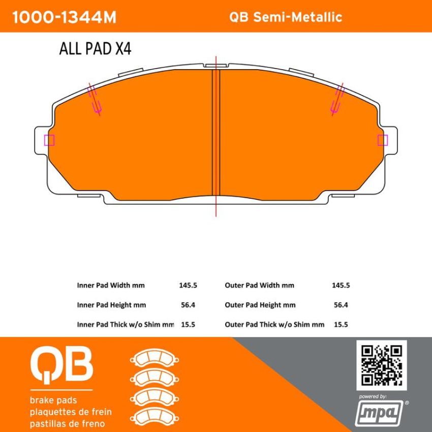MPA 1000-1344M QB Semi-Metallic Brake Pads