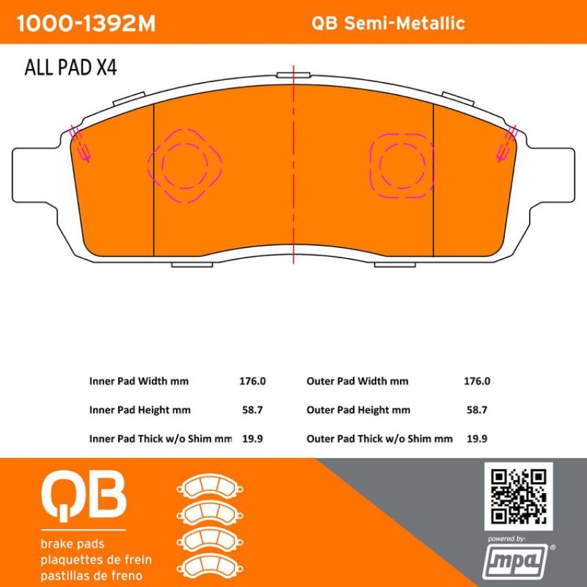 MPA 1000-1392M QB Semi-Metallic Brake Pads