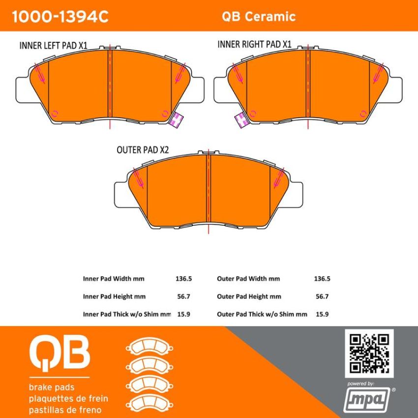 MPA 1000-1394C QB Ceramic Brake Pads