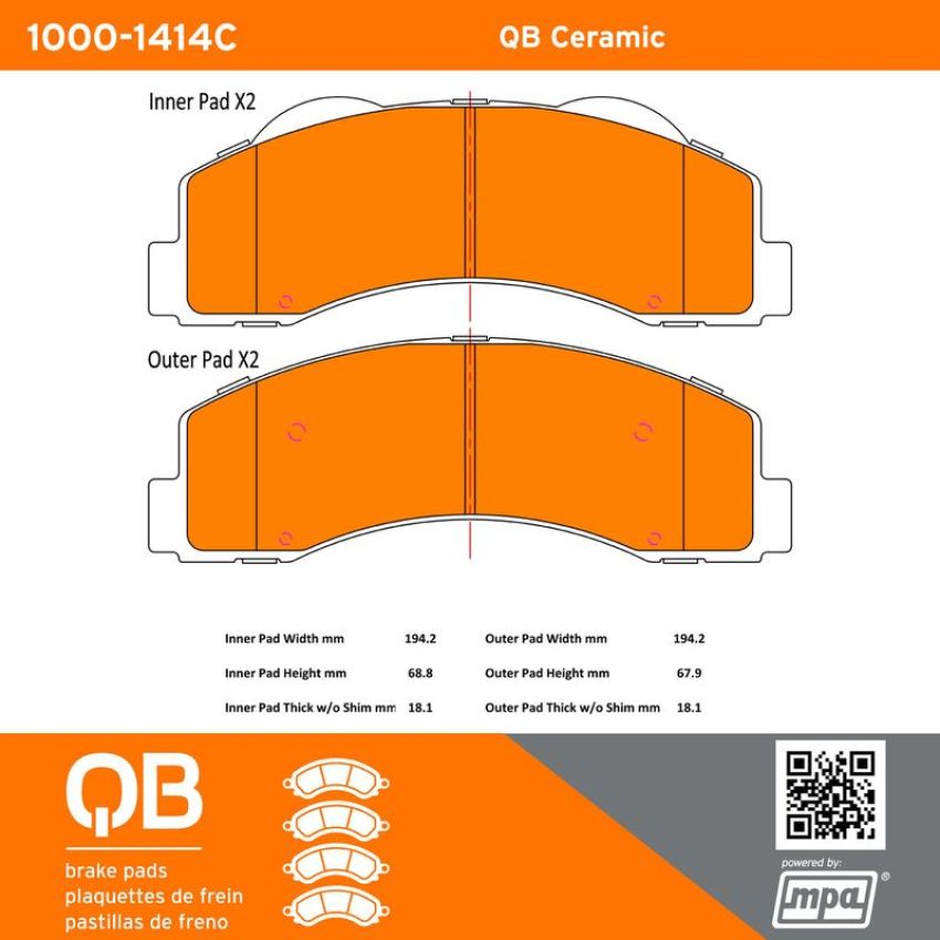 MPA 1000-1414C QB Ceramic Brake Pads