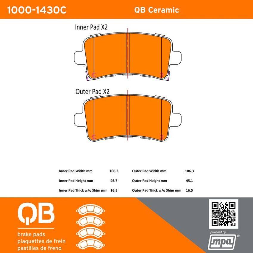 MPA 1000-1430C QB Ceramic Brake Pads