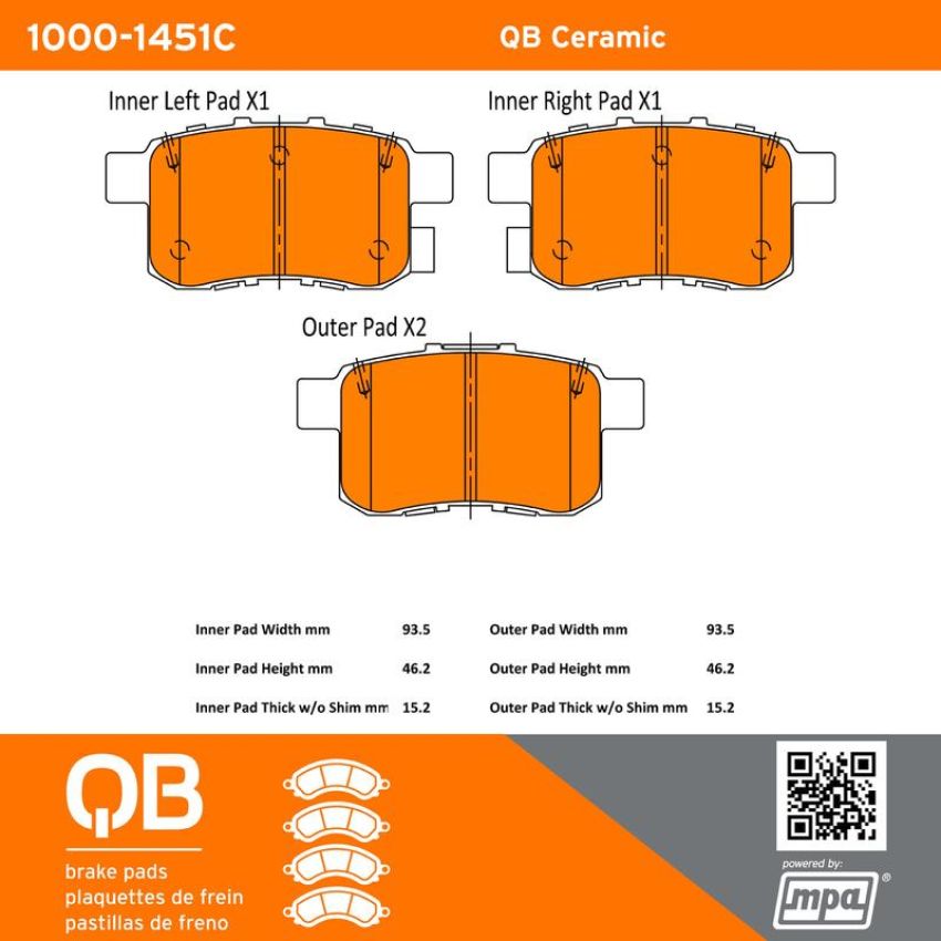 MPA 1000-1451C QB Ceramic Brake Pads