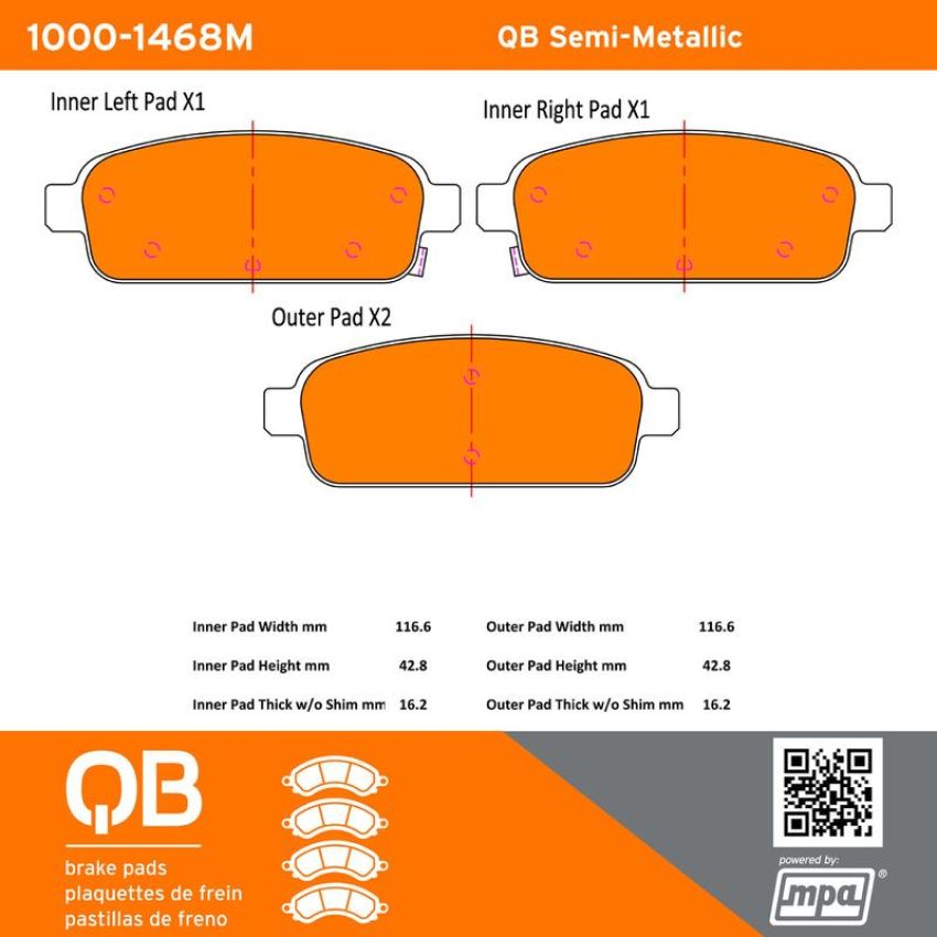 MPA 1000-1468M QB Semi-Metallic Brake Pads