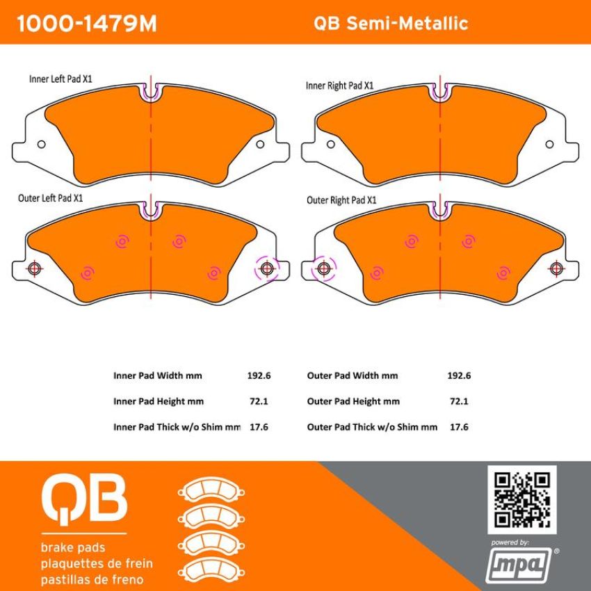 MPA 1000-1479M QB Semi-Metallic Brake Pads