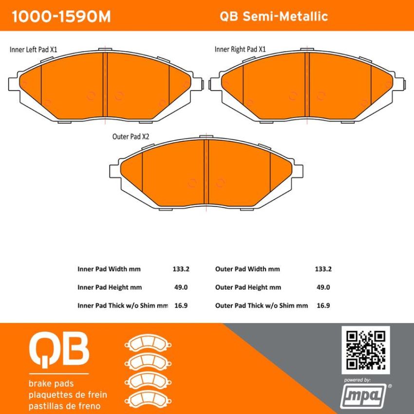 MPA 1000-1590M QB Semi-Metallic Brake Pads