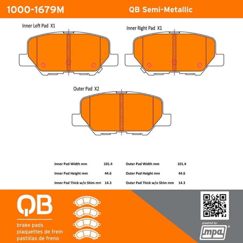 MPA 1000-1679M QB Semi-Metallic Brake Pads