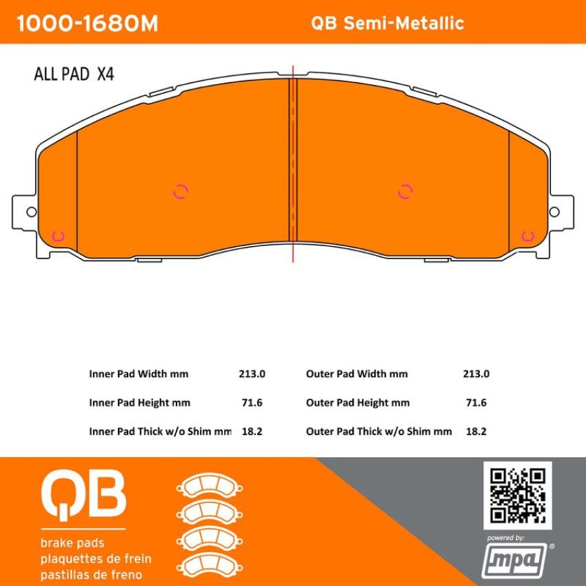 MPA 1000-1680M QB Semi-Metallic Brake Pads