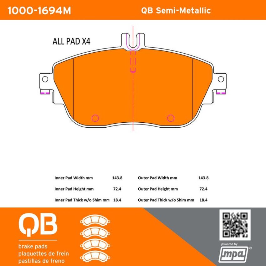 MPA 1000-1694M QB Semi-Metallic Brake Pads