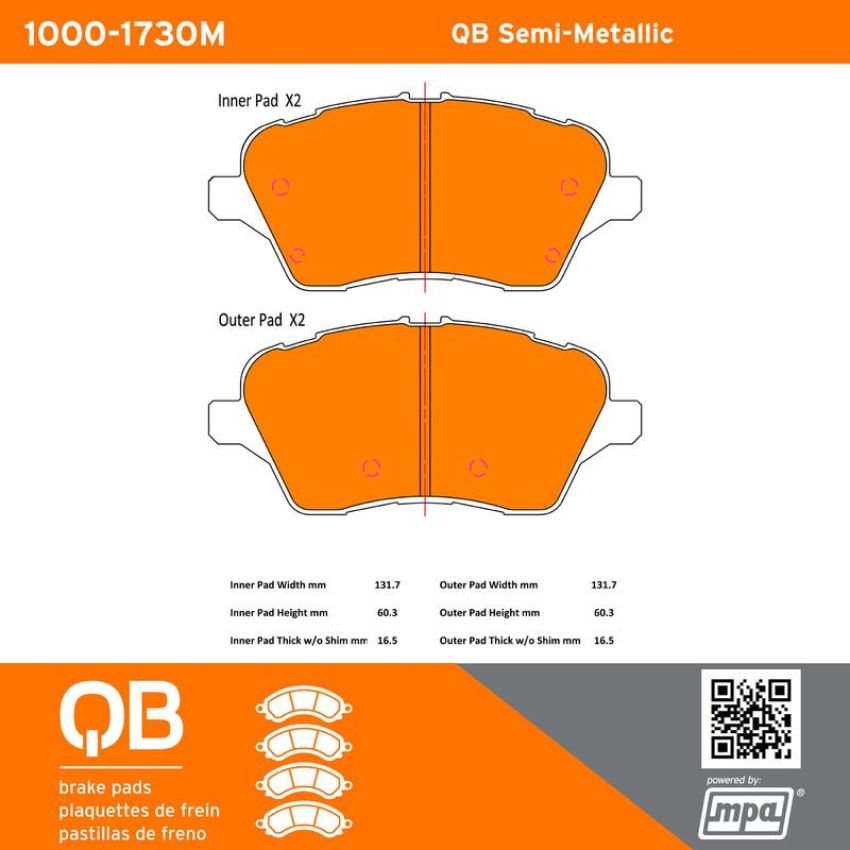 MPA 1000-1730M QB Semi-Metallic Brake Pads