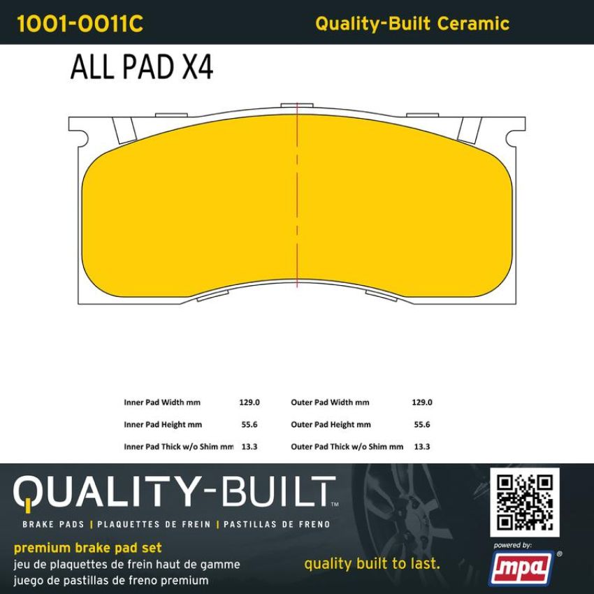 MPA 1001-0011C Quality-Built Premium Ceramic Brake Pads
