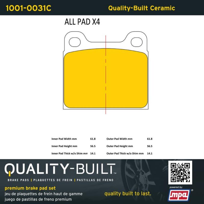 MPA 1001-0031C Quality-Built Premium Ceramic Brake Pads