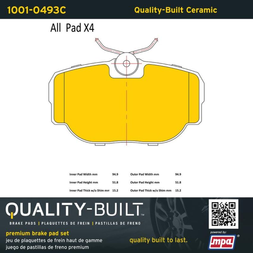 MPA 1001-0493C Quality-Built Premium Ceramic Brake Pads