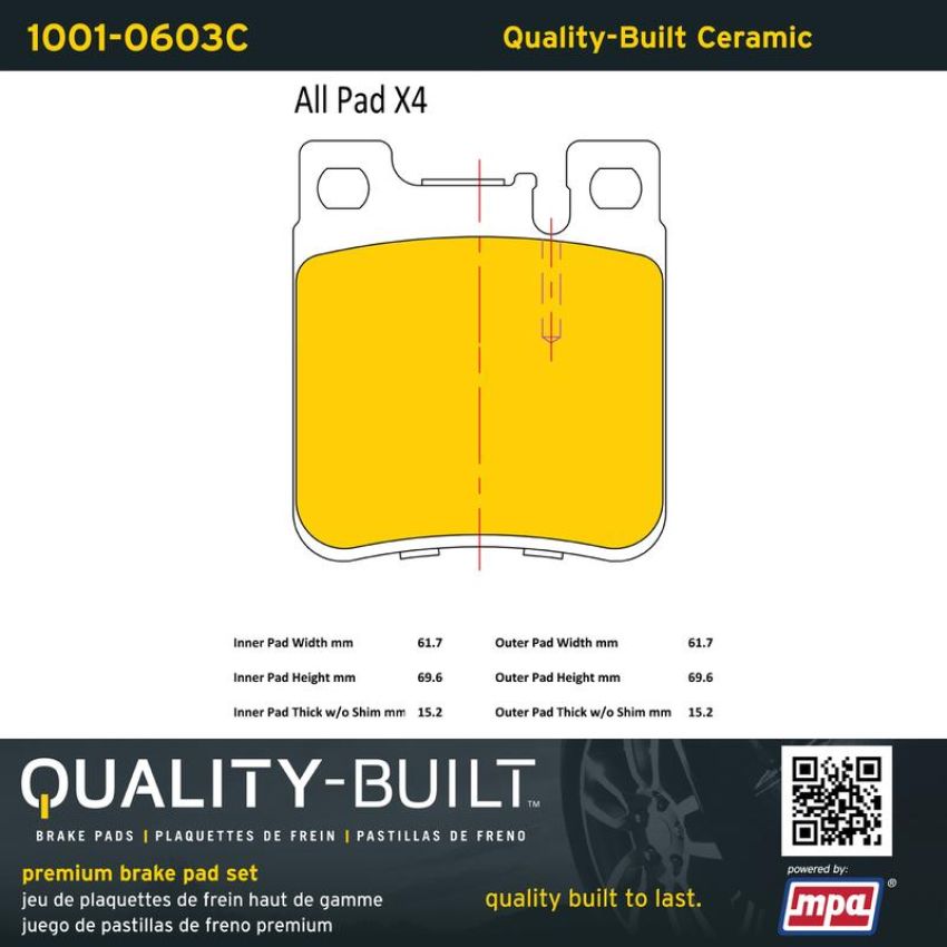 MPA 1001-0603C Quality-Built Premium Ceramic Brake Pads