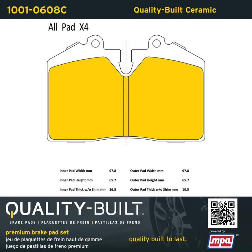 MPA 1001-0608C Quality-Built Premium Ceramic Brake Pads
