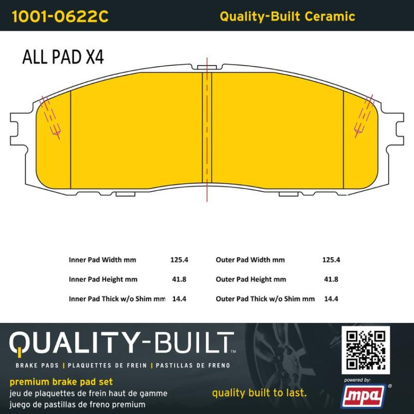 MPA 1001-0622C Quality-Built Premium Ceramic Brake Pads