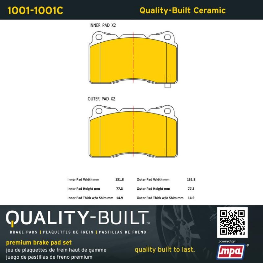 MPA 1001-1001C Quality-Built Premium Ceramic Brake Pads