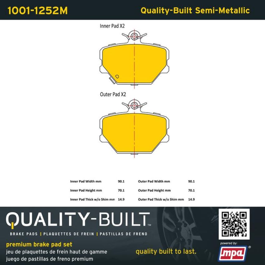 MPA 1001-1252M Quality-Built Premium Semi-Metallic Brake Pads