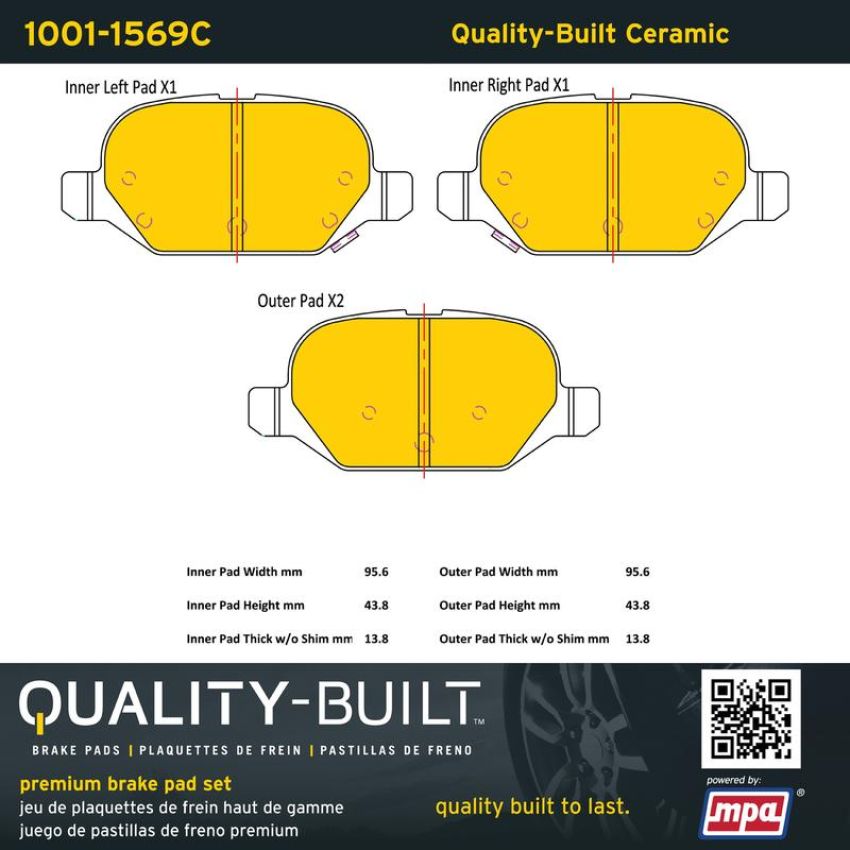 MPA 1001-1569C Quality-Built Premium Ceramic Brake Pads w/ Hardware