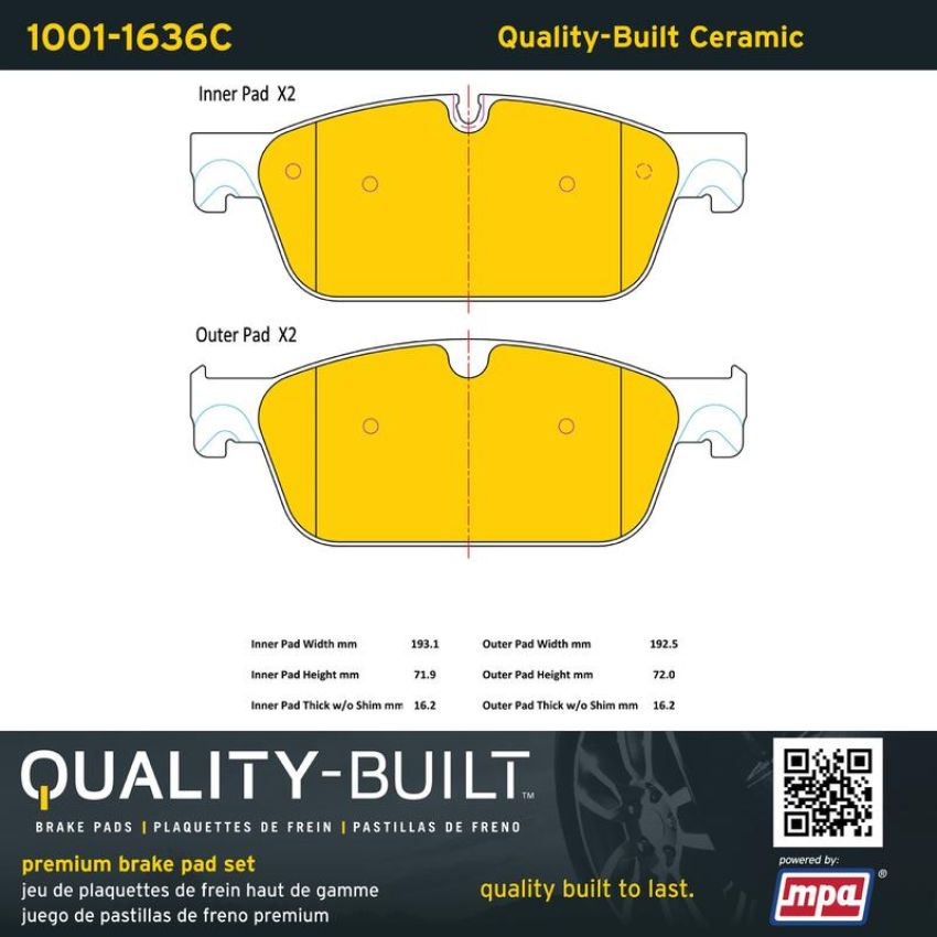 MPA 1001-1636C Quality-Built Premium Ceramic Brake Pads