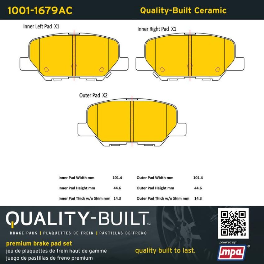 MPA 1001-1679AC Quality-Built Premium Ceramic Brake Pads