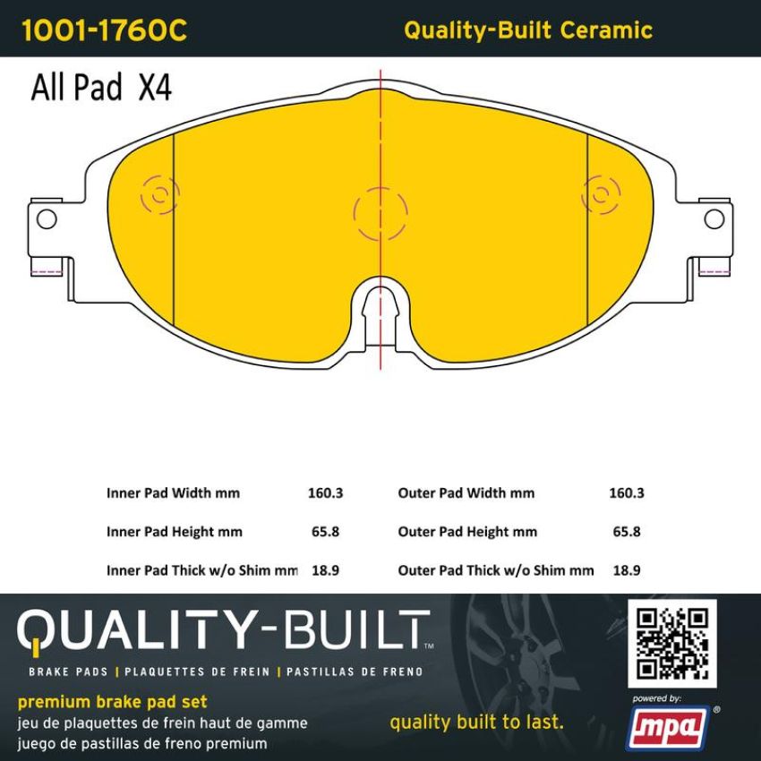 MPA 1001-1760C Quality-Built Premium Ceramic Brake Pads