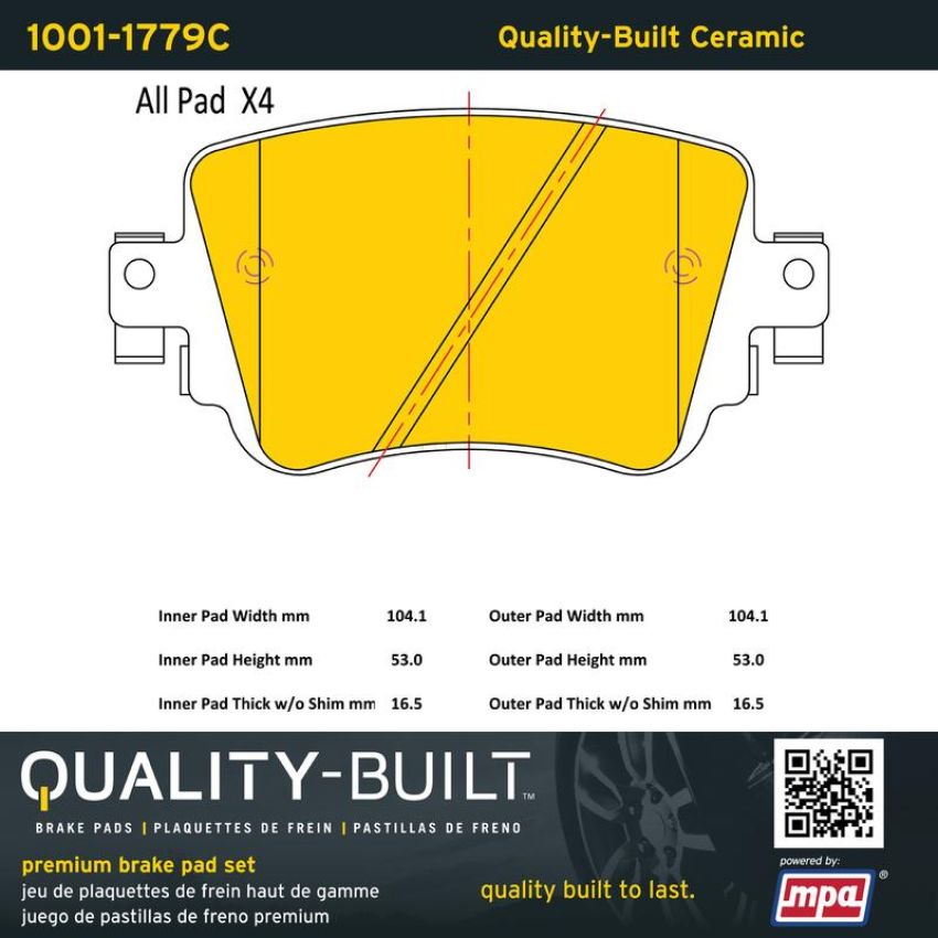 MPA 1001-1779C Quality-Built Premium Ceramic Brake Pads