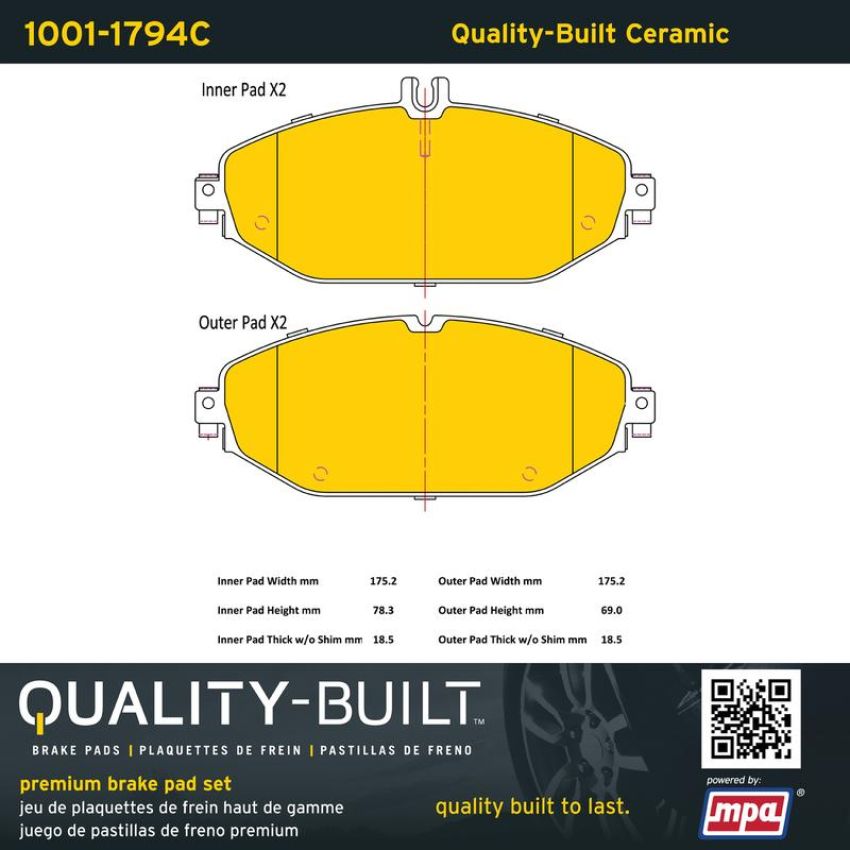 MPA 1001-1794C Quality-Built Premium Ceramic Brake Pads