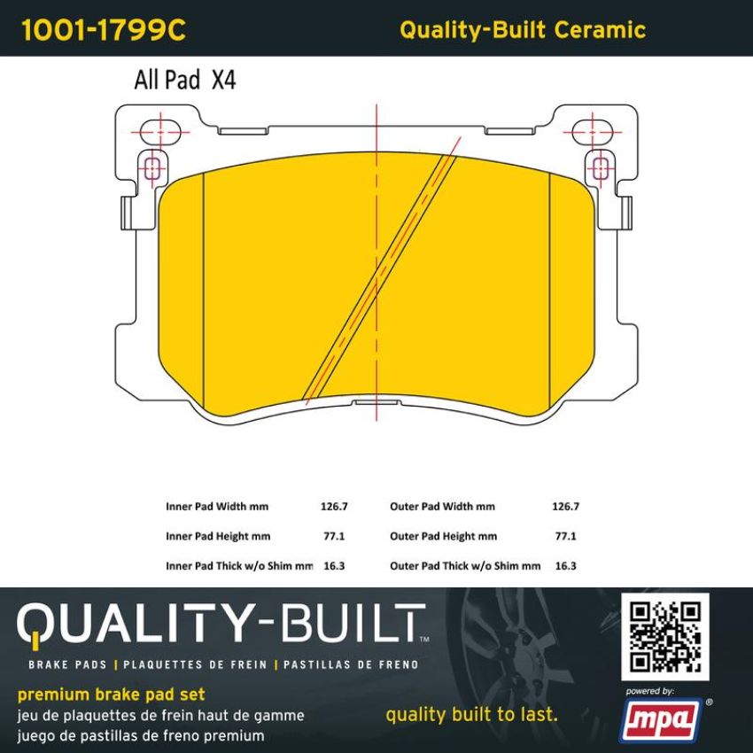 MPA 1001-1799C Quality-Built Premium Ceramic Brake Pads