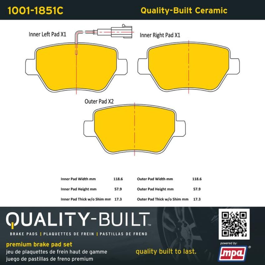 MPA 1001-1851C Quality-Built Premium Ceramic Brake Pads