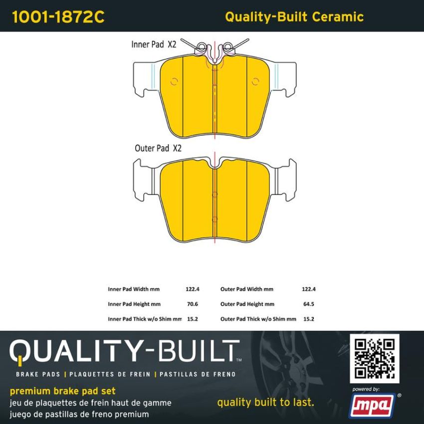 MPA 1001-1872C Quality-Built Premium Ceramic Brake Pads