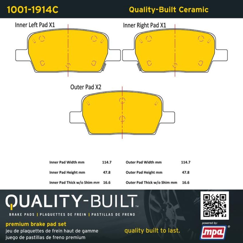 MPA 1001-1914C Quality-Built Premium Ceramic Brake Pads