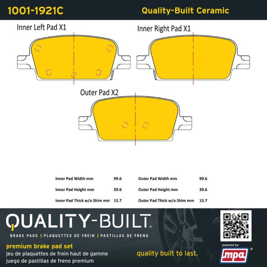 MPA 1001-1921C Quality-Built Premium Ceramic Brake Pads