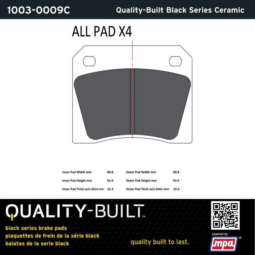 MPA 1003-0009C Quality-Built Black Series Ceramic Brake Pads