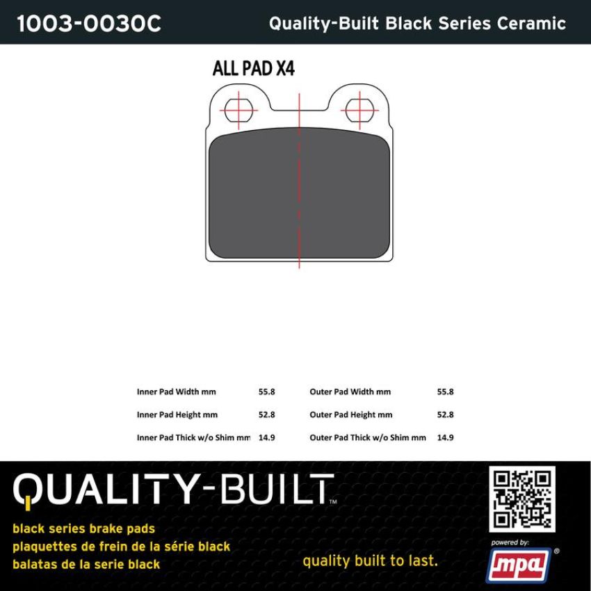 MPA 1003-0030C Quality-Built Black Series Ceramic Brake Pads