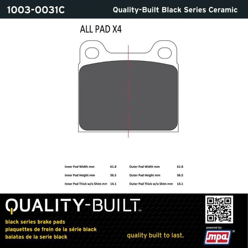 MPA 1003-0031C Quality-Built Black Series Ceramic Brake Pads