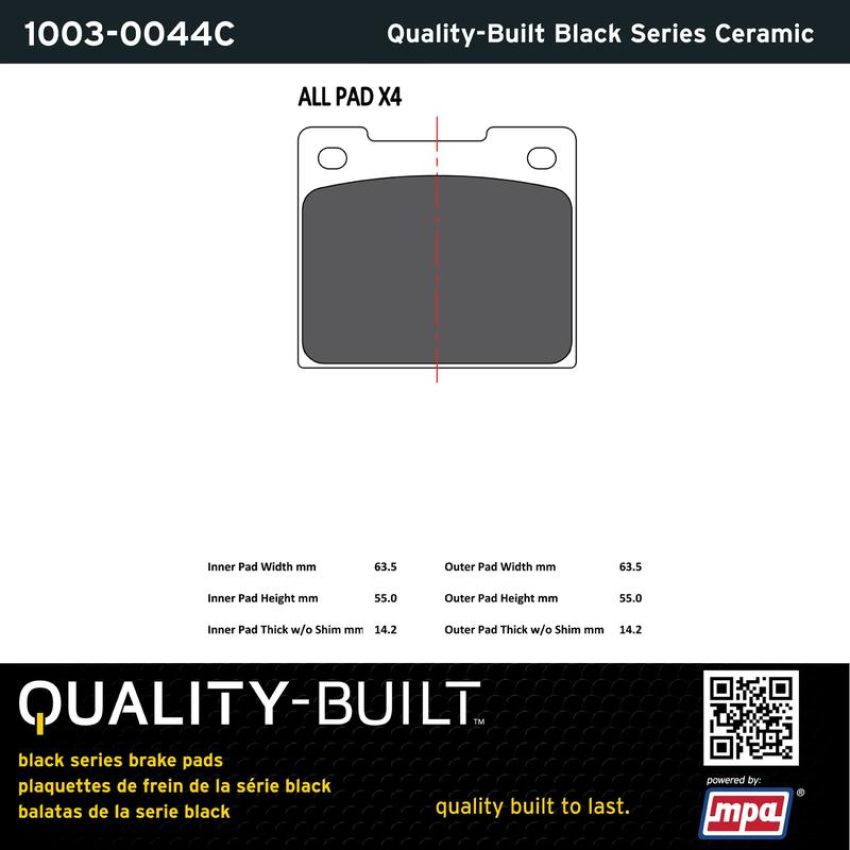 MPA 1003-0044C Quality-Built Black Series Ceramic Brake Pads