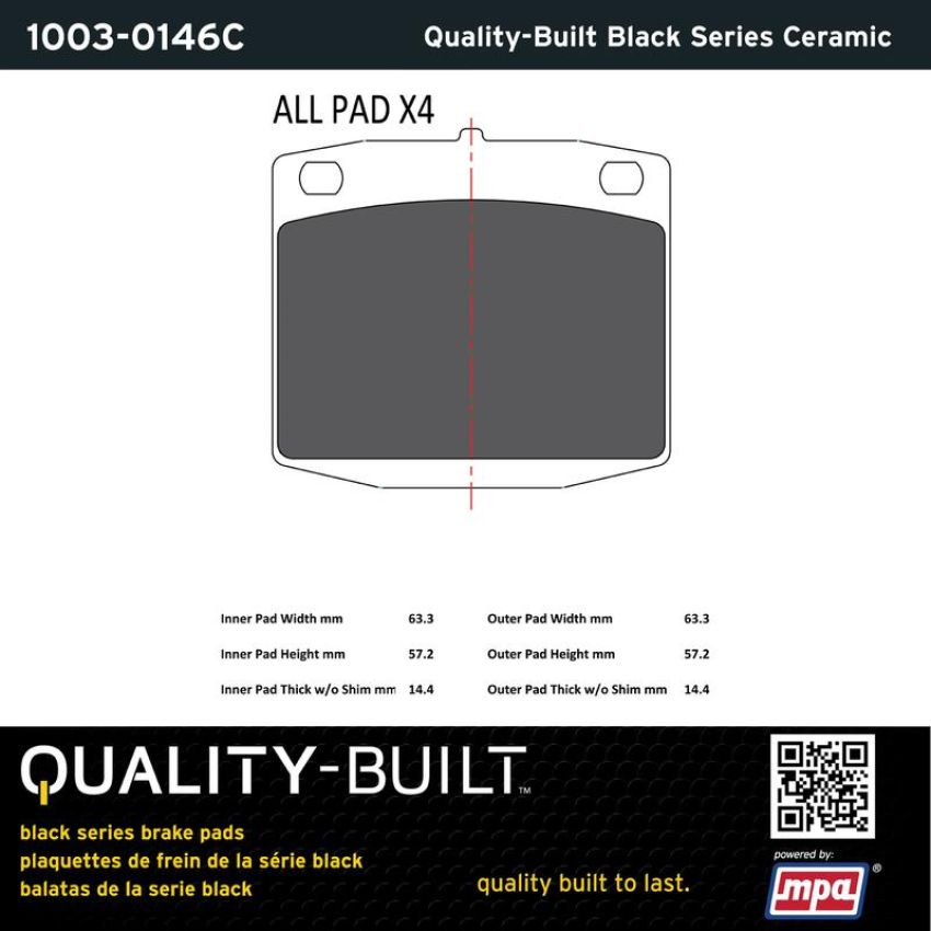 MPA 1003-0146C Quality-Built Black Series Ceramic Brake Pads
