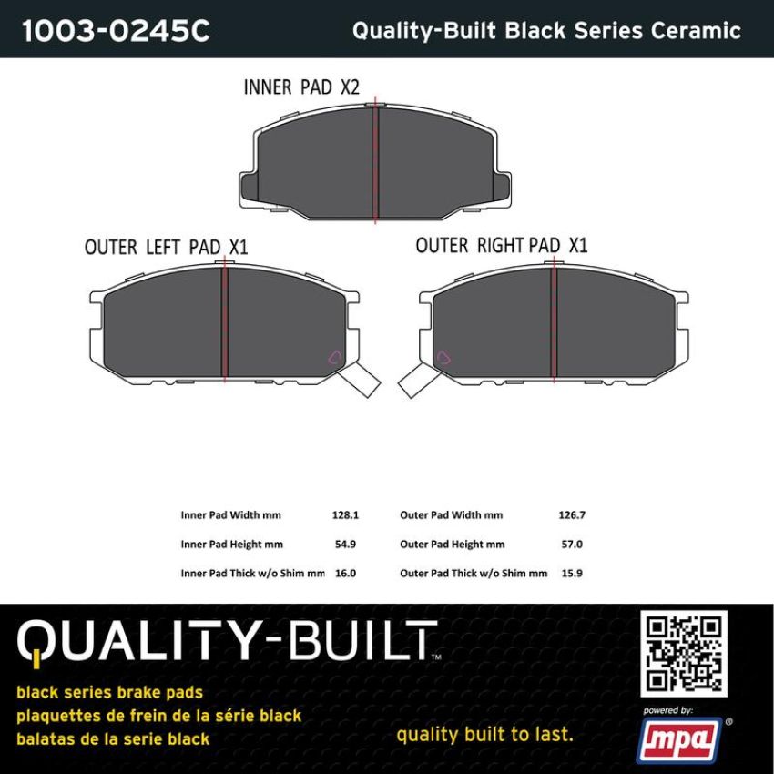 MPA 1003-0245C Quality-Built Black Series Ceramic Brake Pads