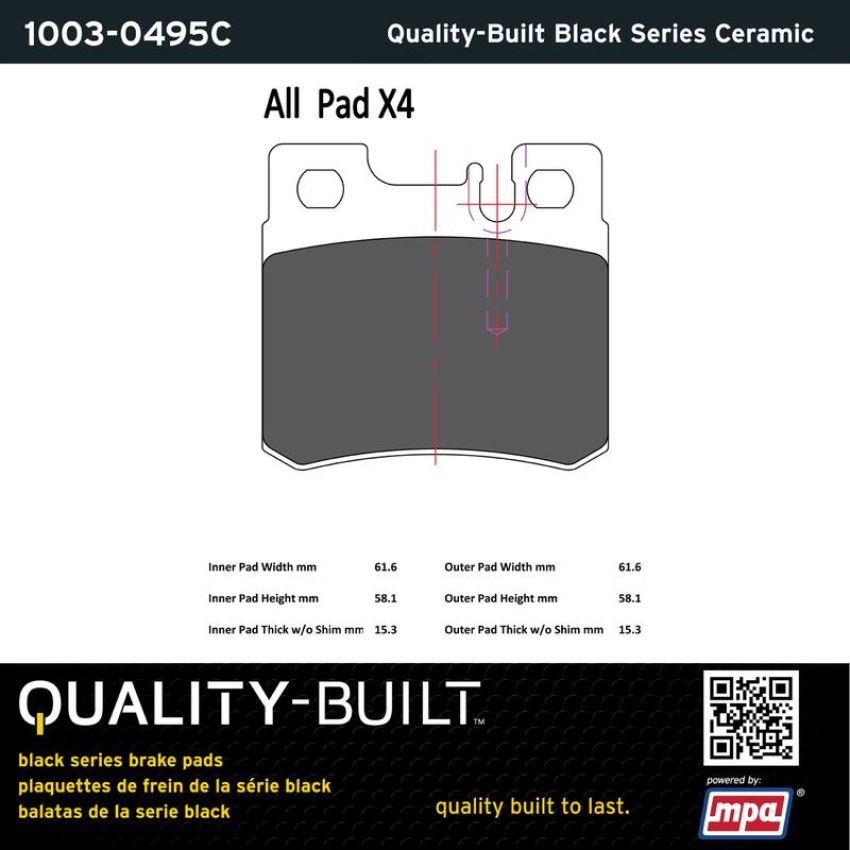 MPA 1003-0495C Quality-Built Black Series Ceramic Brake Pads