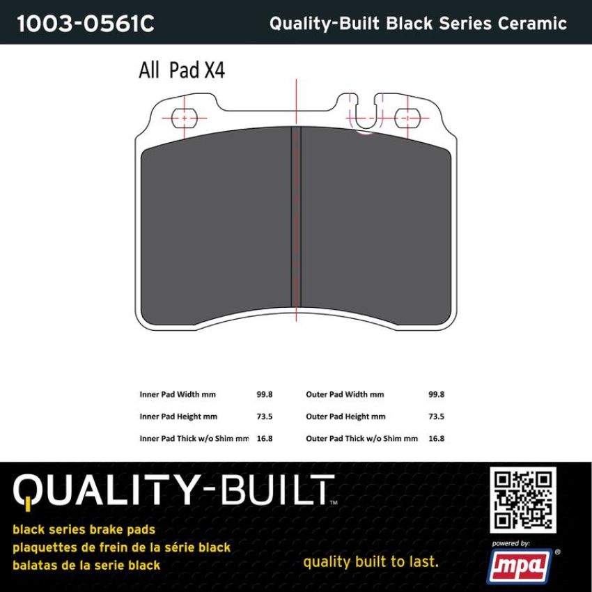 MPA 1003-0561C Quality-Built Black Series Ceramic Brake Pads
